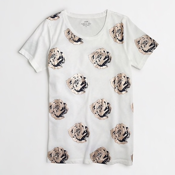 J. Crew Tops - J. Crew metallic roses collector T-shirt medium